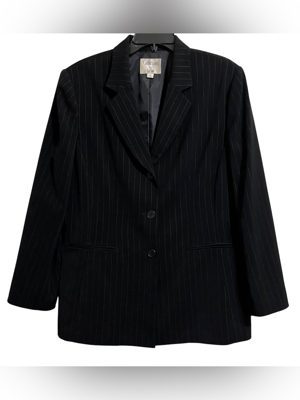 Le Suit Women’s Black Pinstripe Collections For Le Suit Blazer Jacket 18